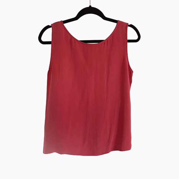 2PC: Vintage Travis Ayers Blouse Tank Set Sz 8 Red Silk Career Preppy Academia - Picture 5 of 11
